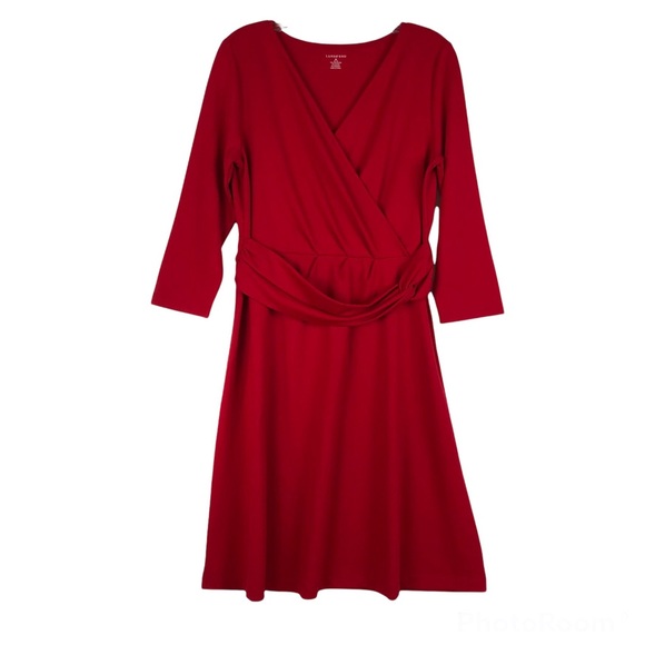 Land’s End Crossover Wrap Look Top Red Dress - Picture 1 of 12